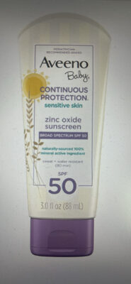 Aveeno Continuous Protection Sensitive Skin Zinc Oxide Sunscreen SPF 50