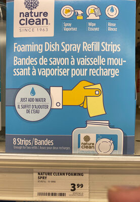 Nature Clean • 🇨🇦Frank T Ross Foaming Dish Spray Refill Strips, Fragrance-Free