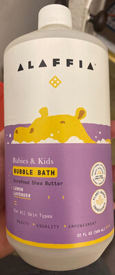 Alaffia Babies & kids bubble bath on refined Shea, butter lemon lavender