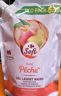 Carrefour Soft Gel lavant mains avec pêche