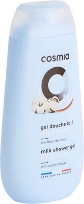 Cosmia gel douche lait hydratant a la fleur de coton - flacon avec capsule