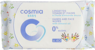Cosmia Baby Lingettes visage et mains à l'huile d'amande douce