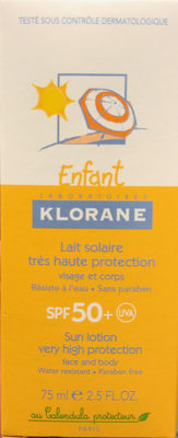 Klorane Lait solaire très haute protection SPF 50+