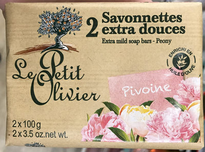 Le Petit Olivier 2 savonettes extra douces Pivoine