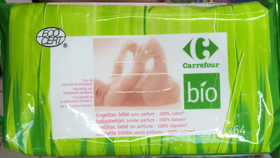 Carrefour Lingettes bébé sans parfum 100% coton