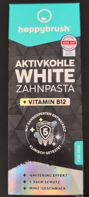 Happybrush Aktivkohle White Zahnpasta + Vitamin B12