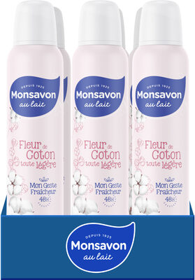 MONSAVON Anti-Transpirant Femme Spray Fleur de Coton Toute Légère 6x200ml