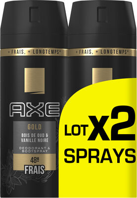 AXE Gold Déodorant Homme Bois de Oud et Vanille Noir 48H Spray Lot 2x150ml