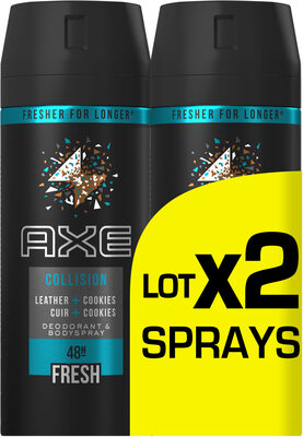 AXE Collision Déodorant Homme Spray Cuir & Cookies Lot de 2
