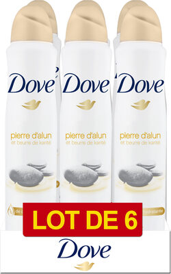 DOVE Déodorant Femme Spray Pierre d'Alun et Beurre de Karité 6x200ml