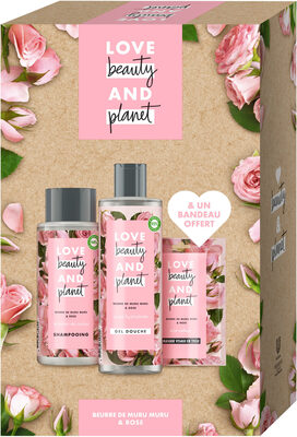 E Beauty & Planet Love Beauty And Planet Coffret Shampooing, Gel douche, Masque en Tissu Beurre de Muru Muru et Rose x1