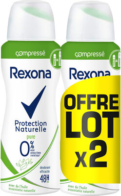 REXONA 0% Compressé Déodorant Femme Anti Transpirant Protection Naturelle Lot 2x100 ML
