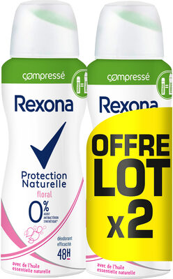 REXONA 0% Compressé Déodorant Femme Anti Transpirant Protection Naturelle Senteur Floral Lot 2x100ml
