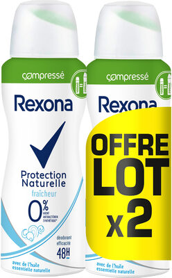 REXONA 0% Compressé Déodorant Femme Compressé Spray Protection Naturelle Fraîcheur Lot 2x100ml