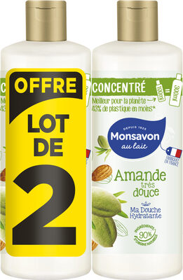 Monsavon Gel Douche Femme Concentré Amande Très Douce Lot 2x100ml