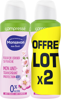 Monsavon Anti-Transpirant Femme Spray Compressé Fleur De Cerisier 2x100ml