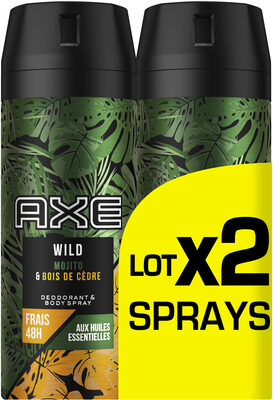 AXE Wild Déodorant Homme Spray Mojito & Bois de Cedre Lot 2 x