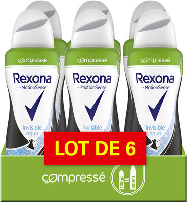 Rexona Déodorant Femme Spray Anti-Transpirant Compressé Invisible Aqua 6x100ml