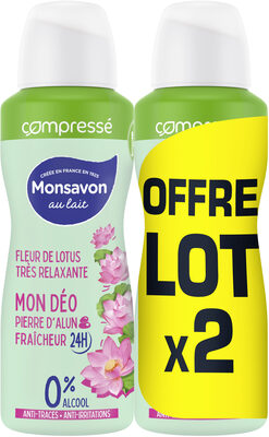 Monsavon Déodorant Femme Spray Compressé Fleur de Lotus Presque Divine 2x100ml