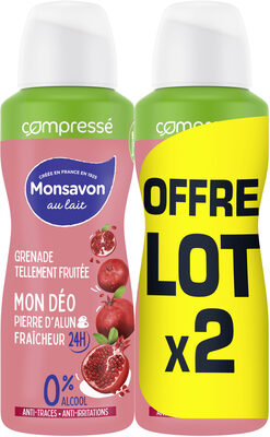 Monsavon Déodorant Femme Spray Compressé Grenade Tellement Fraîche 2x100ml