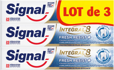 Signal Integral 8 Dentifrice Fresh Resist Plus Tube Lot 3 x
