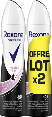 Rexona Déodorant Femme Spray Anti-Transpirant Invisible Pure 2x200ml