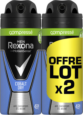 Rexona Men Déodorant Homme Spray Anti-Transpirant Compressé Cobalt Dry 2x100ml