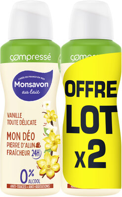 Monsavon Anti-Transpirant Femme Spray Compressé Vanille Toute Délicate 2x100ml