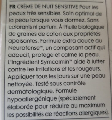 Hema Sensitive night cream