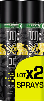 AXE Déodorant Éco-Spray Origines Yuzu & Matcha Vert Lot 2x85ml